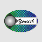 Porte-nom Black Mesh White Balls Moire par Kenneth Yoncich (Devant)