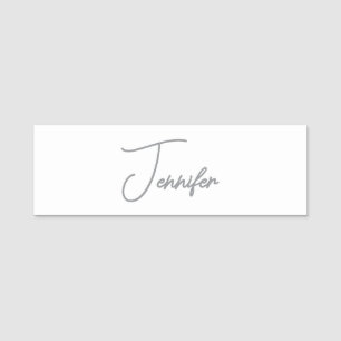 Porte-nom Blanc Gris Moderne Minimaliste Nom Manuscrit