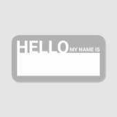 Porte-nom Blanc Moderne Bonjour Mon Nom Est Gris (Devant)