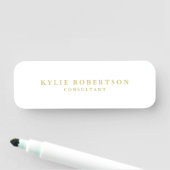 Porte-nom Blanc & Or Couleurs Professionnel Tendance Uni (En situation)