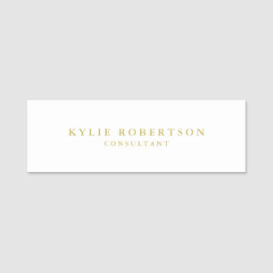 Porte-nom Blanc & Or Couleurs Professionnel Tendance Uni