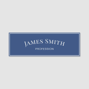 Porte-nom Bleu Cobalt Tendance Bordure Blanche Minimaliste