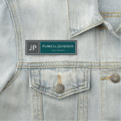 Porte-nom Bleu foncé Vert Turquoise & gris : Monogramme prof (En situation)