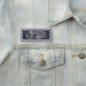 Porte-nom Bleu minuit Monogramme rayé blanc (En situation)