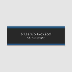Porte-nom Bleu Noir Tendance Simple Minimaliste Professionne