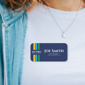 Porte-nom Bleu Nom commercial Urban Modern Vertical Stripes