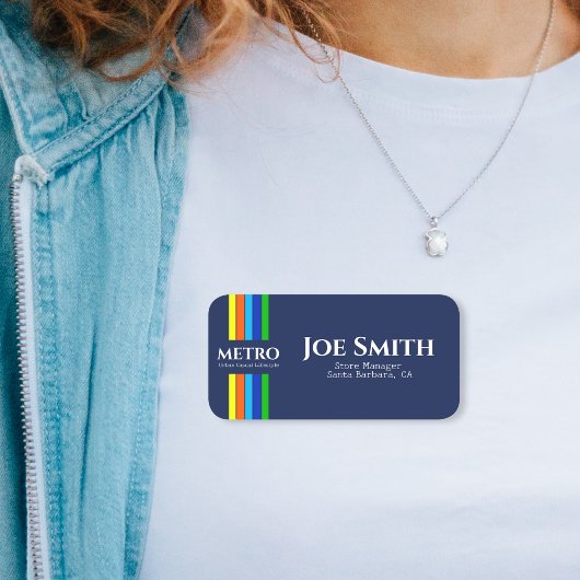 Porte-nom Bleu Nom commercial Urban Modern Vertical Stripes