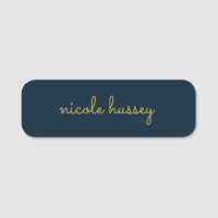 Bleu Nuit Or Script | Monogramme Moderne Élégant
