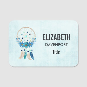 Porte-nom Blue Dreamcatcher Design Boho élégant