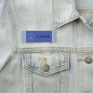 Porte-nom Blue Navy Nautical Ancre yacht club Retro voile