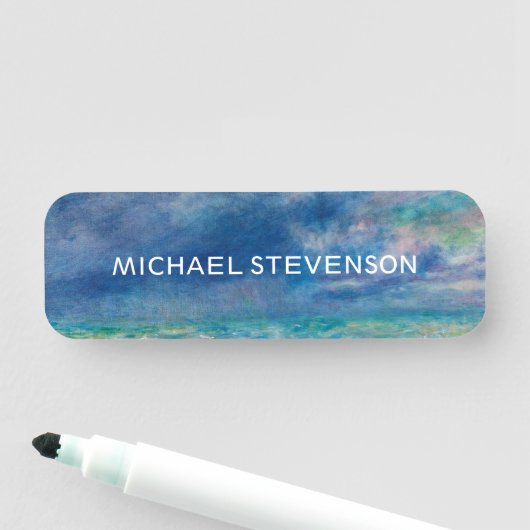 Porte-nom Blue Sky Sea Abstrait Unique Chic Moderne Minimal (En situation)