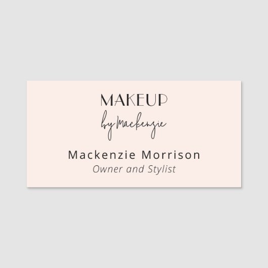 Porte-nom Blush Pink Black Makeup Salon Rectangle (Devant)