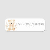 Porte-nom Boho Bear Watercolor Babysitter Service (Devant)