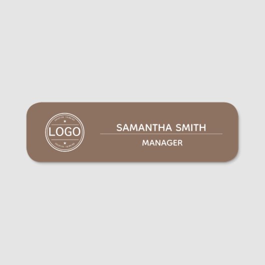 Porte-nom Boho Brown Business Logo Employee (Devant)