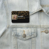 Porte-nom Bokeh professionnel Black & Gold Photo personnalis (En situation)