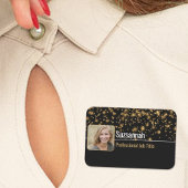 Porte-nom Bokeh professionnel Black & Gold Photo personnalis