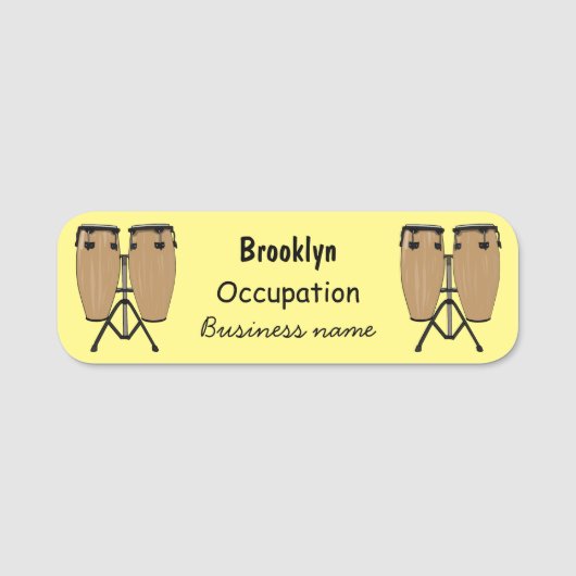 Porte-nom Bongo, dessin animé de batterie (Devant)