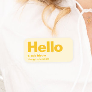 Porte-nom Bonjour Jaune Rétro Moderne Minimal élégant tendan
