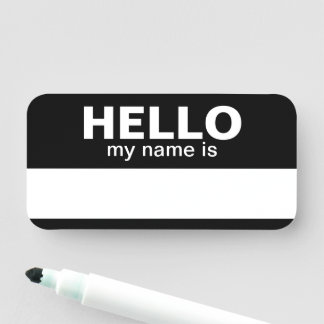 Porte-nom Bonjour je m'appelle - Noir - Employé Tableau Blan