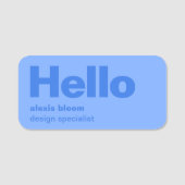 Porte-nom Bonjour Moderne Minimal Simple Bleu Design tendanc (Devant)