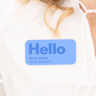 Porte-nom Bonjour Moderne Minimal Simple Bleu Design tendanc