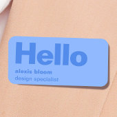 Porte-nom Bonjour Moderne Minimal Simple Bleu Design tendanc