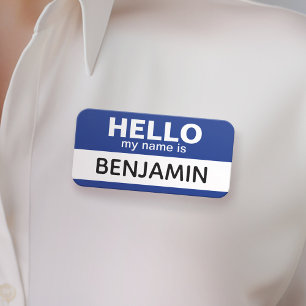 Porte-nom Bonjour mon nom est - Bleu - Employé personnalisé