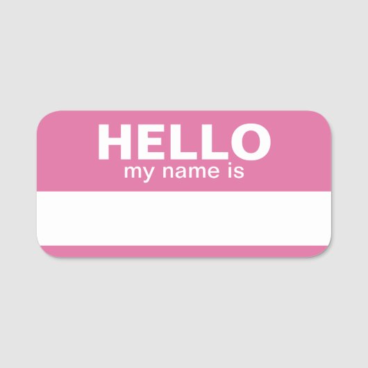 Porte-nom Bonjour mon nom est - Rose - Informations de conta (Devant)