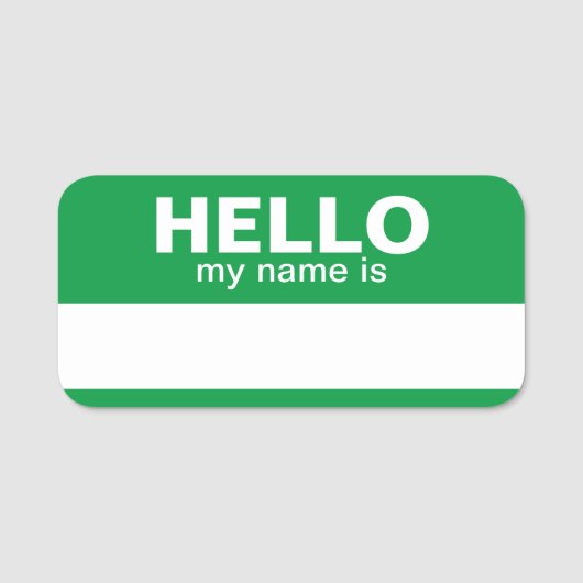 Porte-nom Bonjour mon nom est - Vert - Info de contact profe (Devant)
