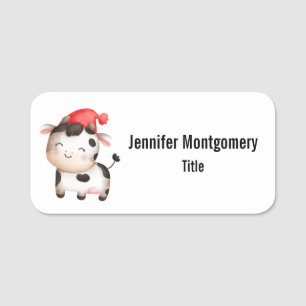 Porte-nom Bonne vache dans un Casquette rouge mignon
