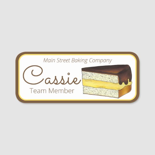 Porte-nom Boston Cream Pie Slice Massachusetts Diner Café (Devant)