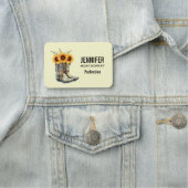 Porte-nom Bottes rustiques Cowboy avec tournesol (En situation)