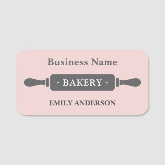 Porte-nom Boulangerie à rouleaux rose affaires (Devant)