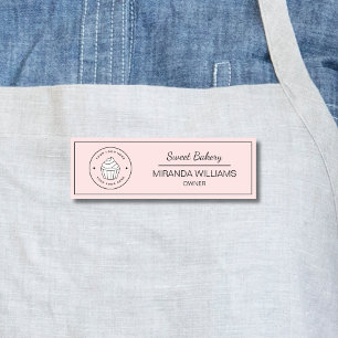 Porte-nom Boulangerie Moderne Logo Personnalisé Rose