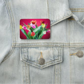 Porte-nom Bouquet de tulipes sur rouge (En situation)
