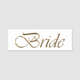 Porte-nom Bride or blanc élégant script calligraphie chic