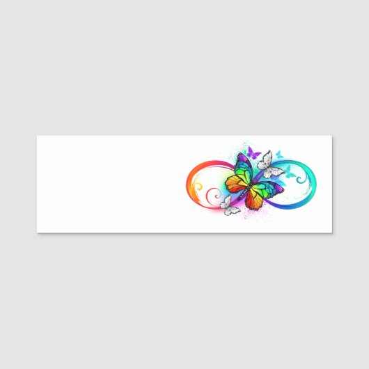 Porte-nom Bright infinity with rainbow butterfly (Devant)
