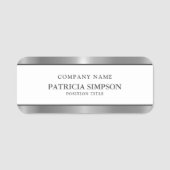 Porte-nom Briller sur : Style unique Métallic Blanc Argent (Devant)