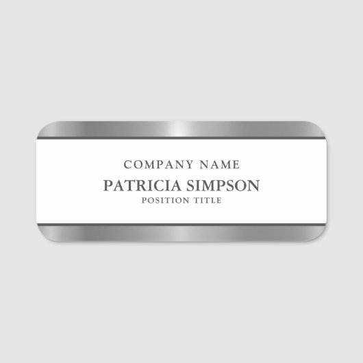 Porte-nom Briller sur : Style unique Métallic Blanc Argent (Devant)