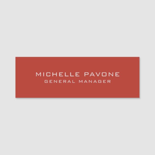 Porte-nom Brique Rouge et Gris Simple Élégant Professionnel (Devant)
