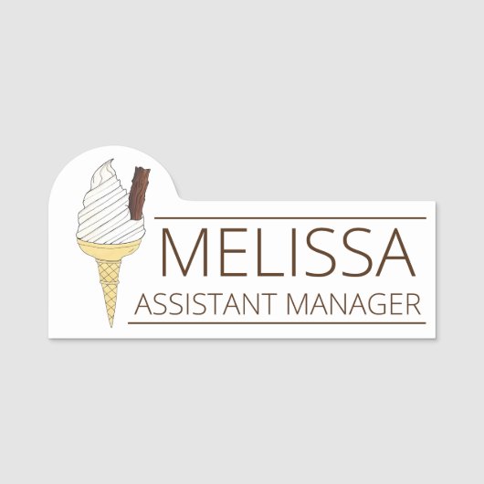 Porte-nom British UK Soft Sert glace Crème Van Vanilla Cone (Devant)