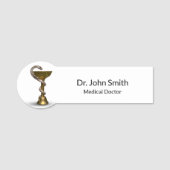 Porte-nom Bronze Médicale Bowl Hygieia Serpent blanc Caduceu (Devant)