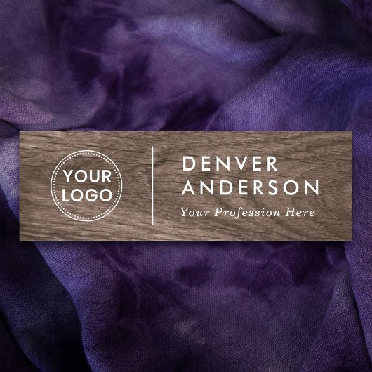 Porte-nom Brown bois look moderne logo, nom et titre