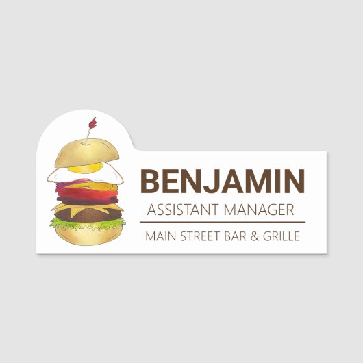 Porte-nom Burger BBQ Australien Aussie Avec Lot (Devant)