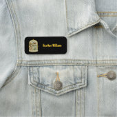 Porte-nom Cabine d'hiver en cage dorée Oiseau sur noir (En situation)