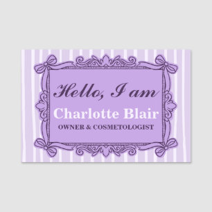 Porte-nom Cadre de style vintage avec nœud ornemental violet