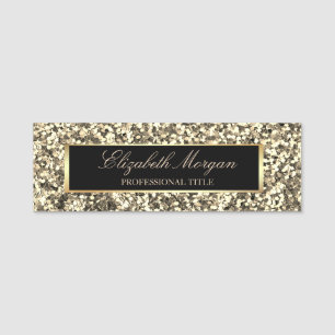 Porte-nom Cadre Paillettes Dorées Élégant Tendance