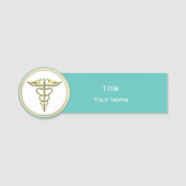 Porte-nom Caducée d'or (Devant)