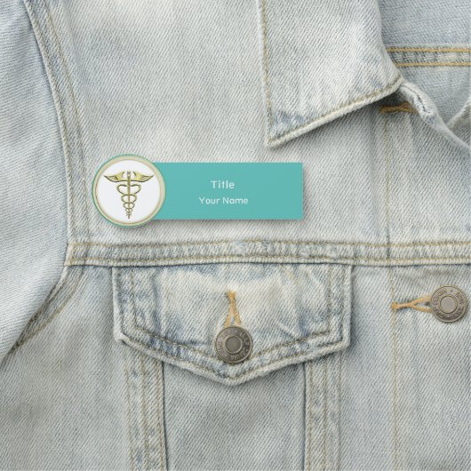 Porte-nom Caducée d'or (En situation)