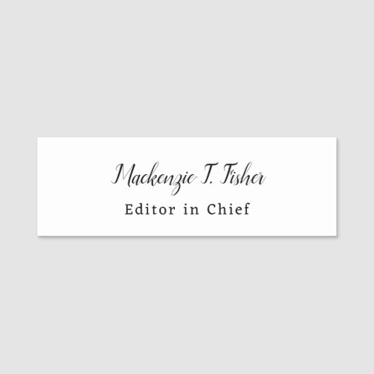 Porte-nom Calligraphie classique Élégante Plaque blanche sim (Devant)